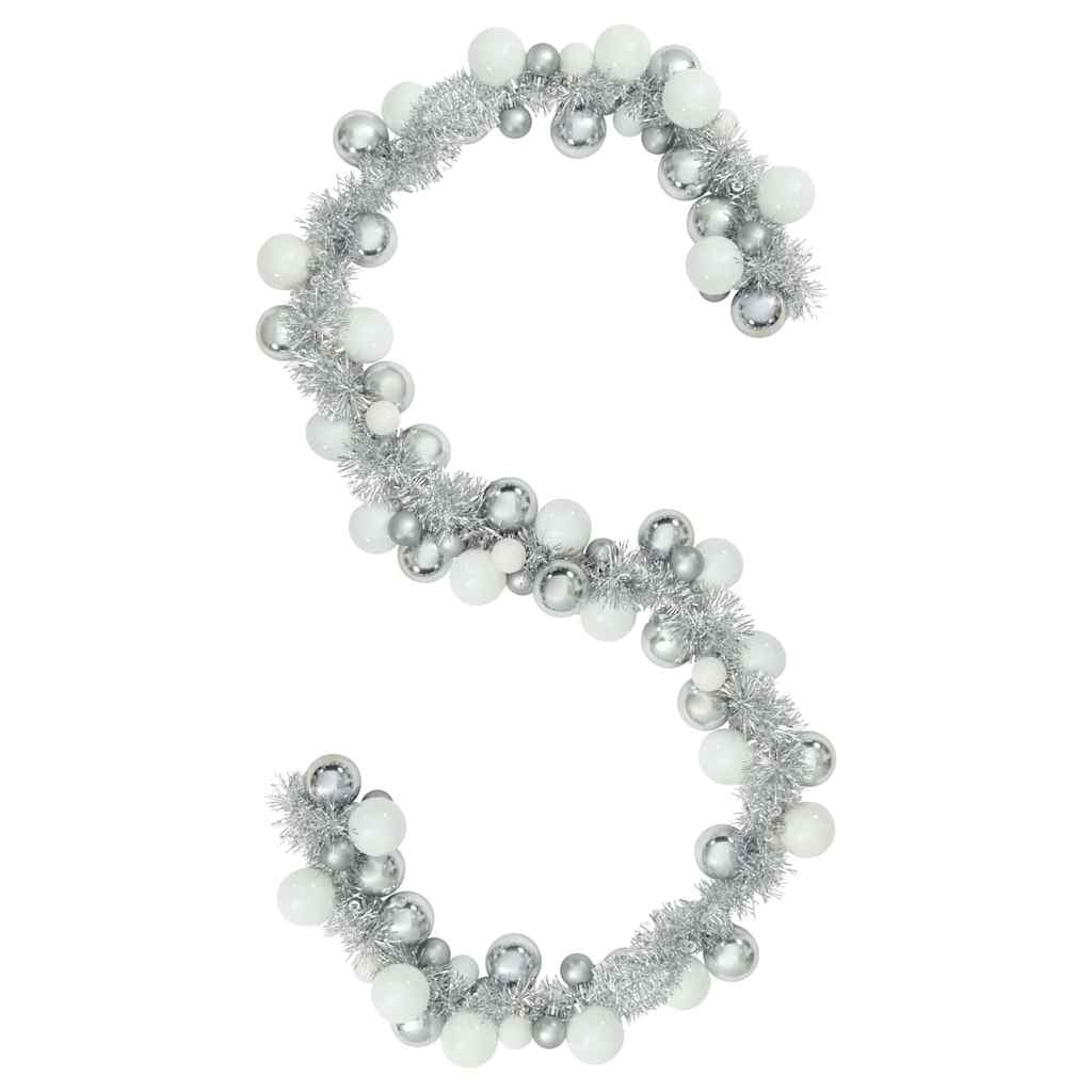 Jule Kugle Guirlande Hvid og Sølv 186 cm Polystyren