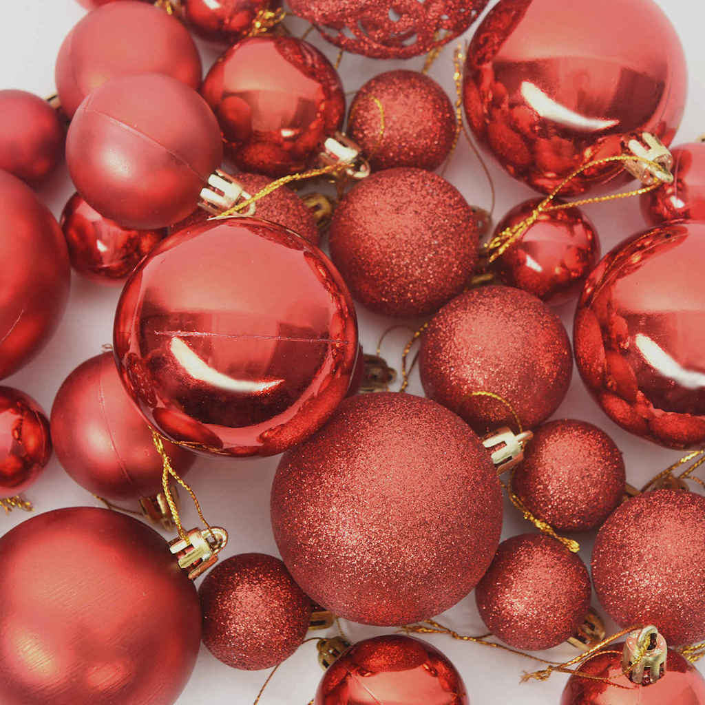 Jule Kuglesæt med 150 LED'er 61 pcs Rød Plastik