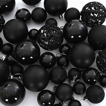 Jule Kuglesæt med 150 LED'er 61 pcs Sort Plastik