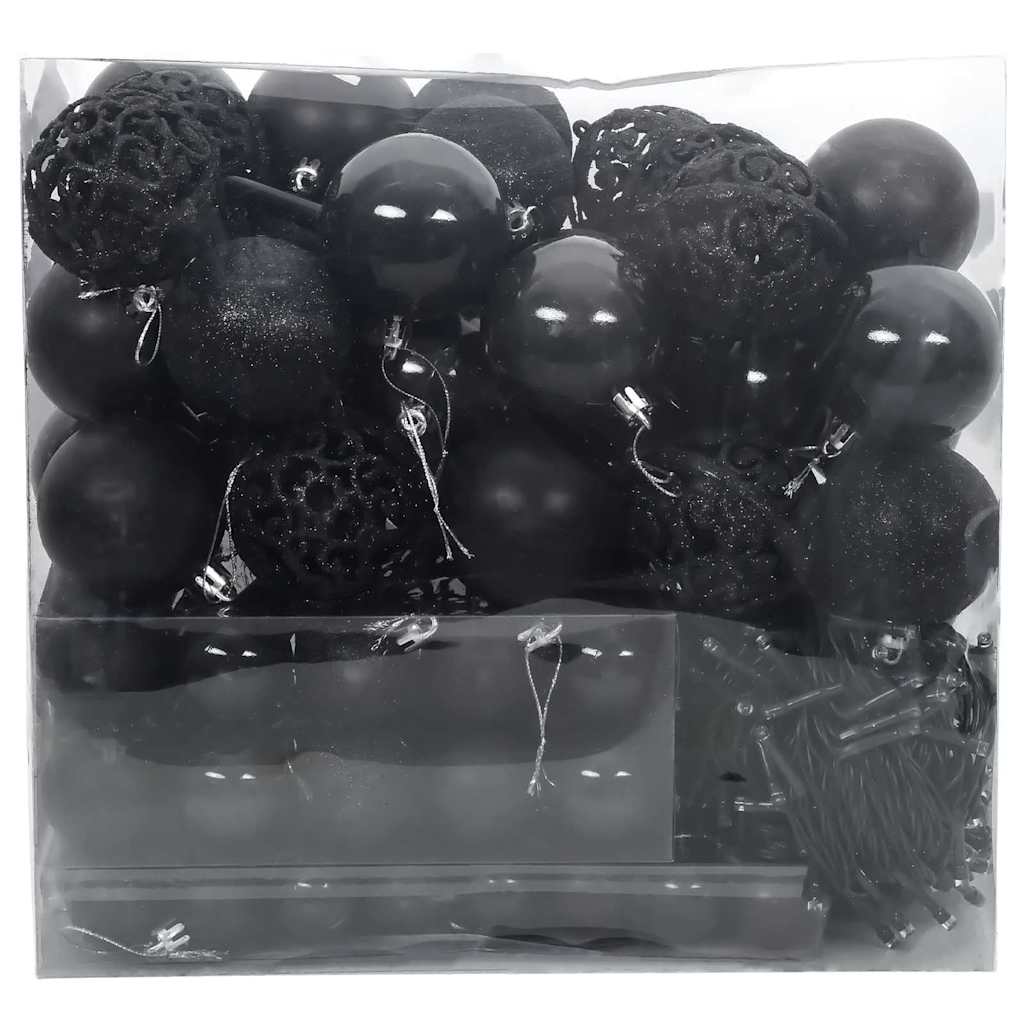 Jule Kuglesæt med 300 LED'er 120 pcs Sort Plastik