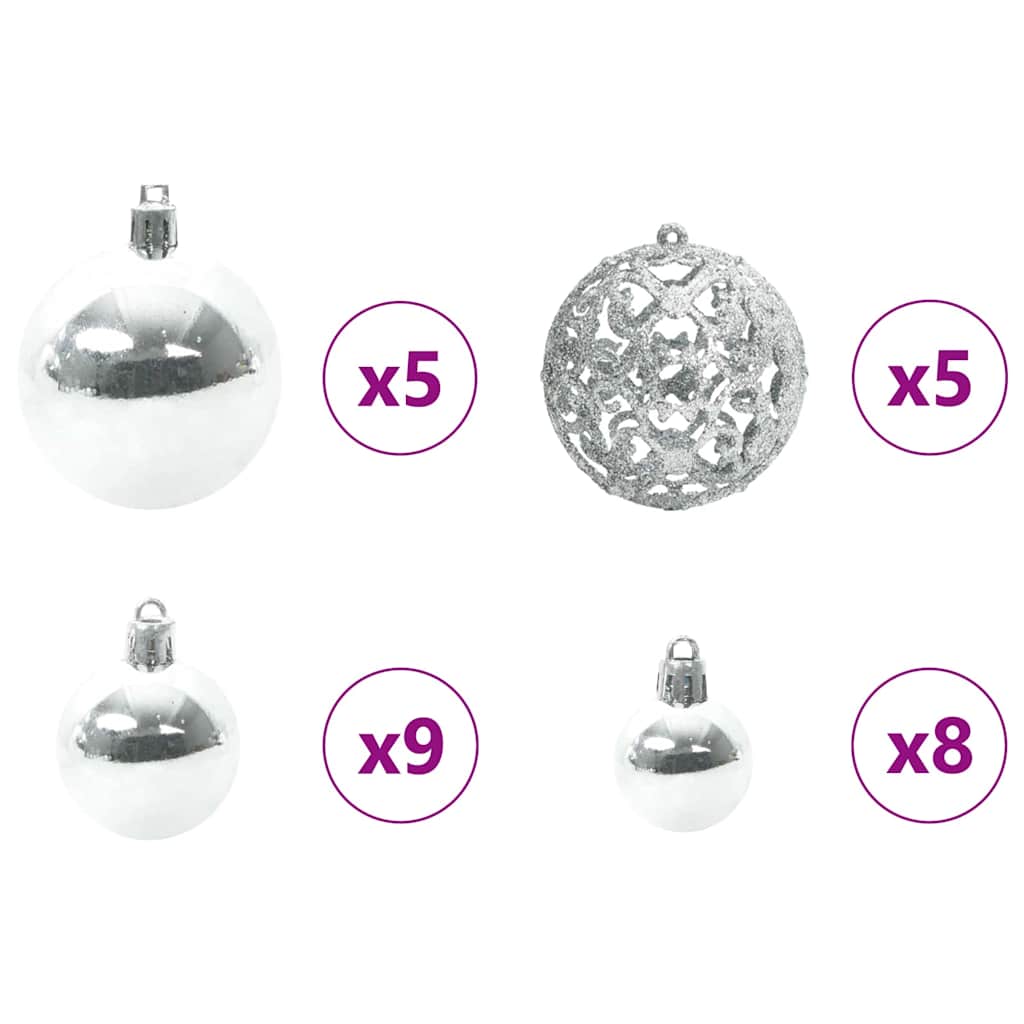 Jule Kuglesæt med 150 LED'er 61 pcs Sølv Plastik