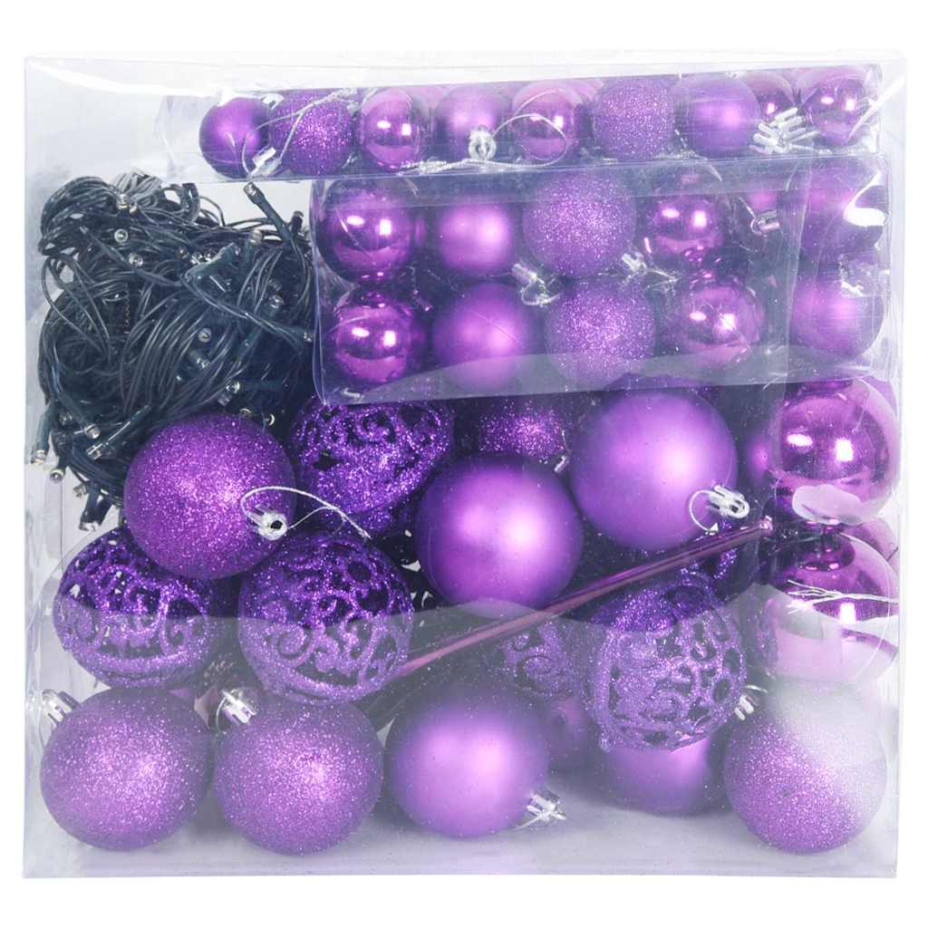 Jule Kuglesæt med 300 LED'er 120 pcs Lilla Plastik