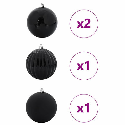 Julepynt Set XXL 4 stk. Sort Ø 20 cm Plastik