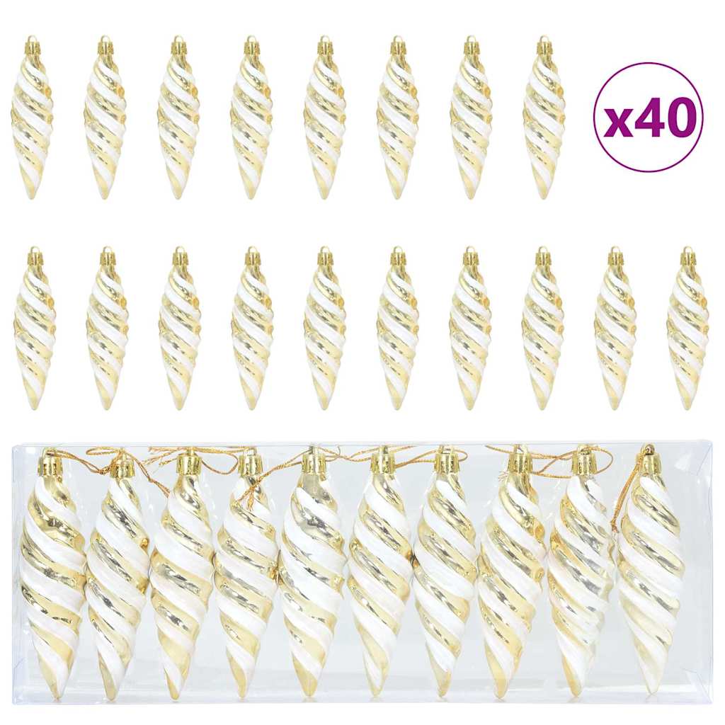 Jule Spiral Formet Kugle 40 pcs Guld Plastik