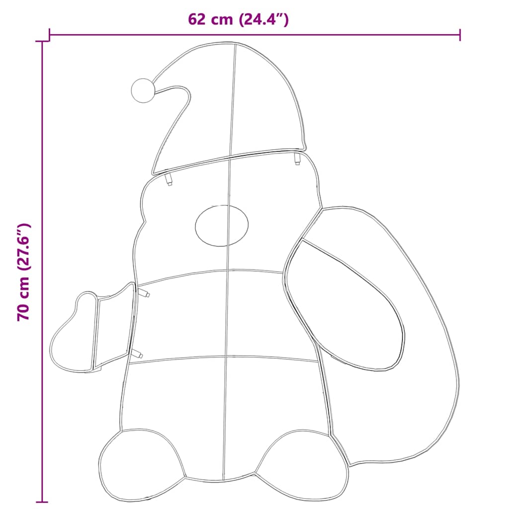 Belyst Julemand med 60 LED'er Varm hvid 62 x 70 cm Glitterstof