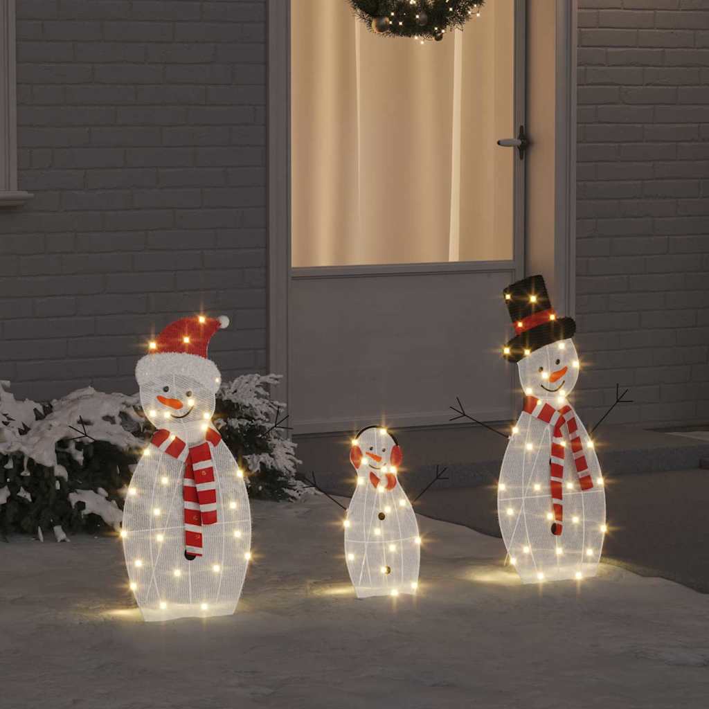 Belyst Snemand Familie 3 pcs Varm hvid Polyester billede