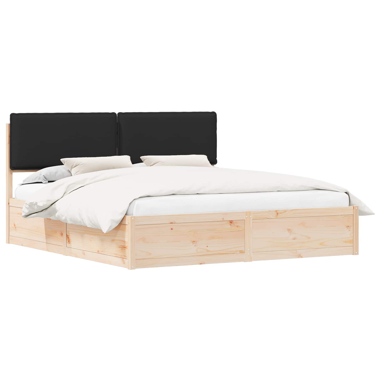 Sengestel med Polstret Hovedgavl Sort 180 x 200 cm