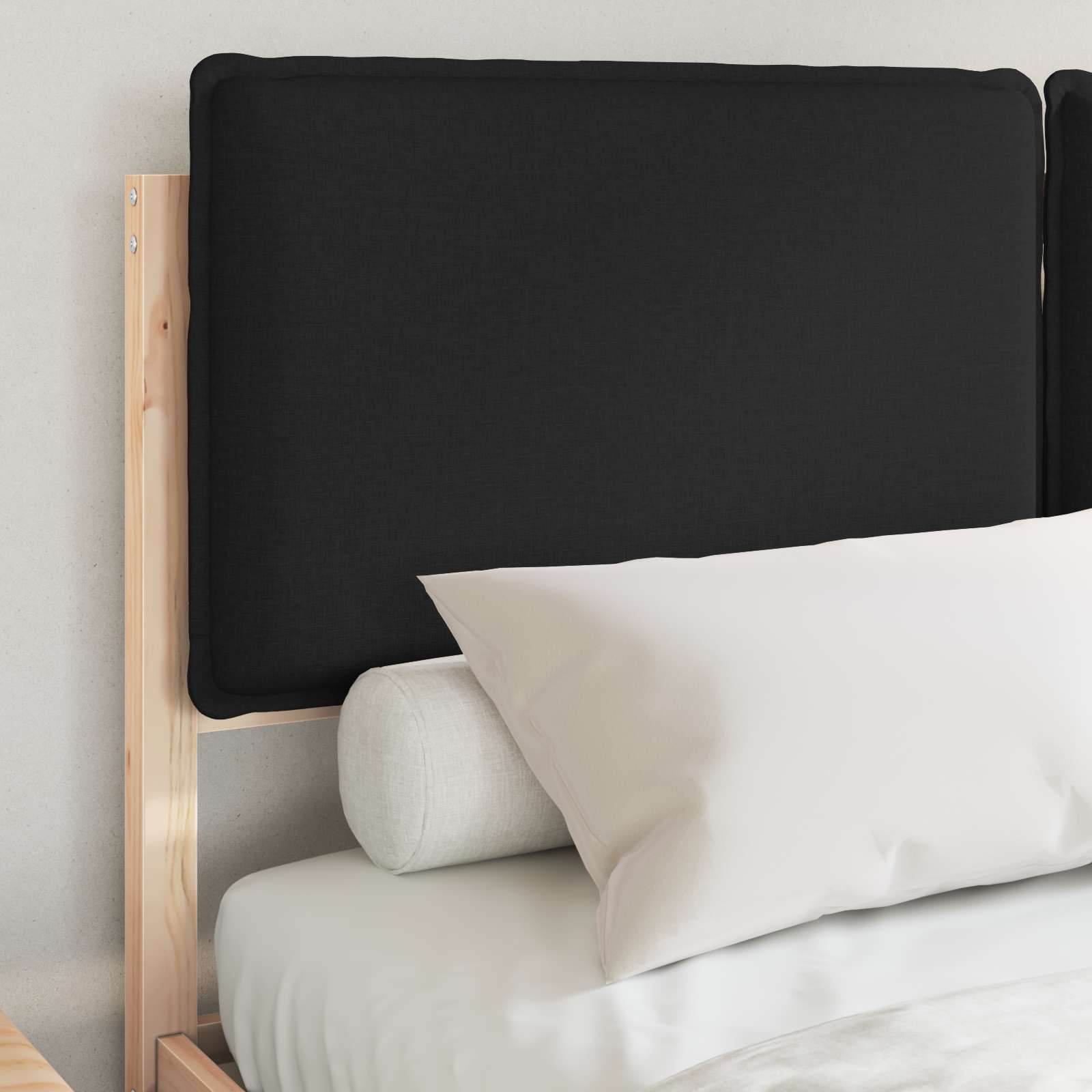 Sengestel med Polstret Hovedgavl Sort 140 x 190 cm