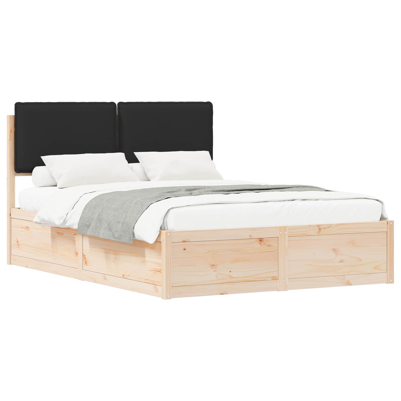 Sengestel med Polstret Hovedgavl Sort 140 x 190 cm