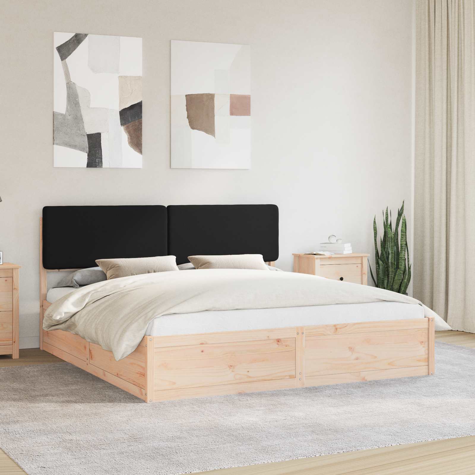 Sengestel med Polstret Hovedgavl Sort 180 x 200 cm