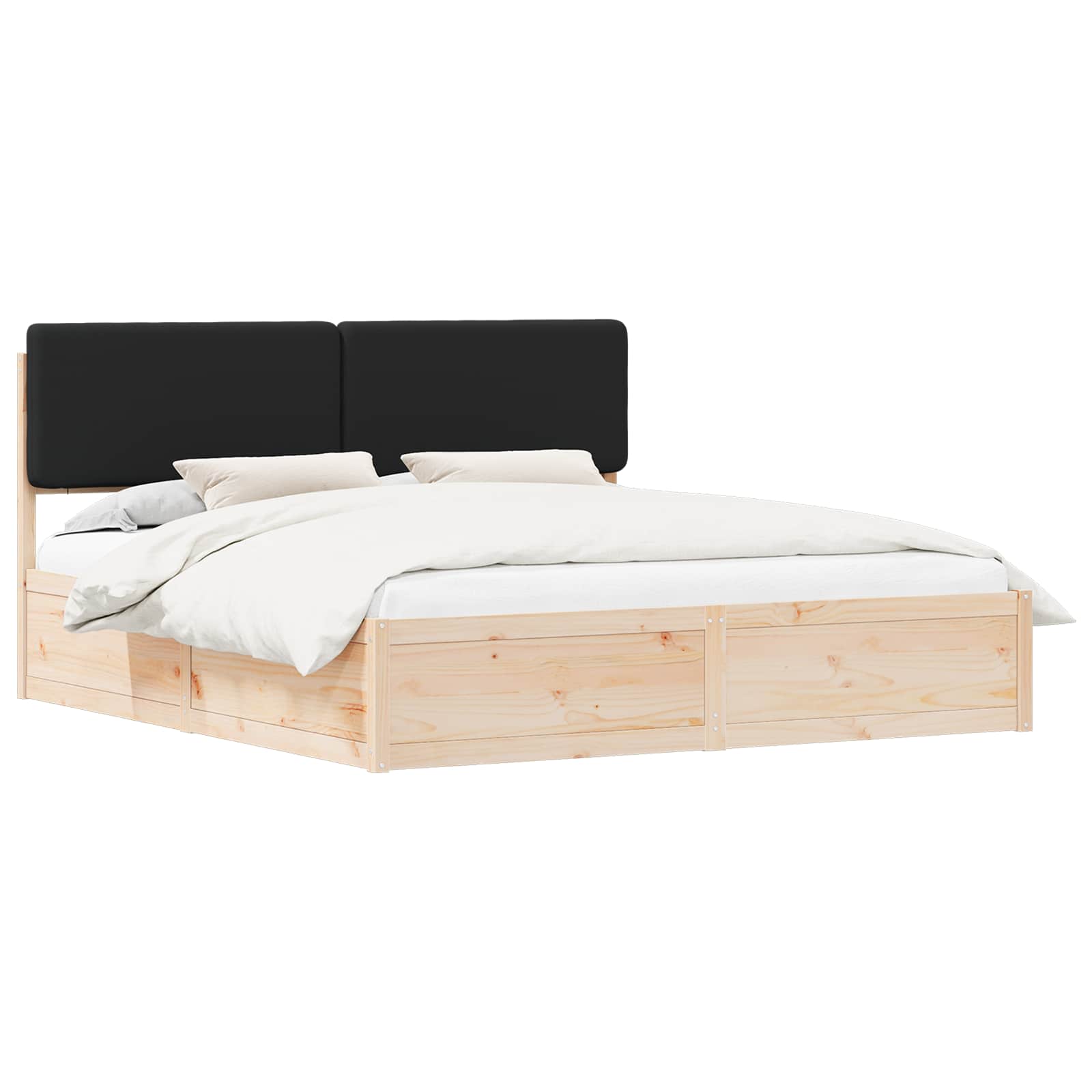 Sengestel med Polstret Hovedgavl Sort 180 x 200 cm