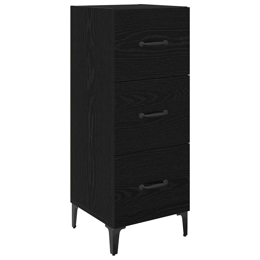 Sideboard med skuffe Sort eg 34,5 x 34 x 90 cm Konstrueret træ