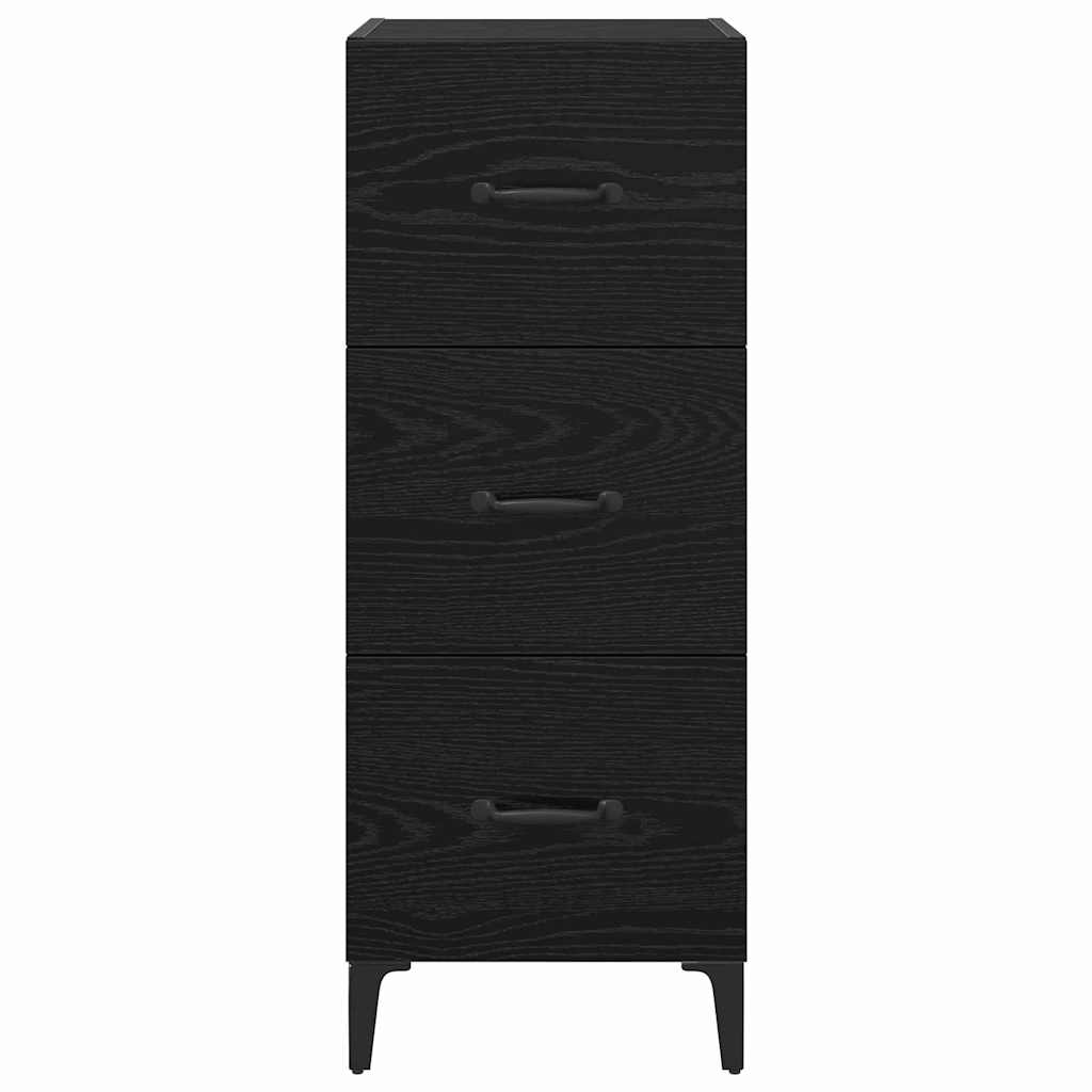 Sideboard med skuffe Sort eg 34,5 x 34 x 90 cm Konstrueret træ