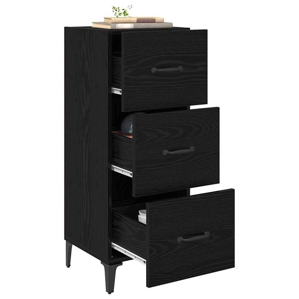 Sideboard med skuffe Sort eg 34,5 x 34 x 90 cm Konstrueret træ
