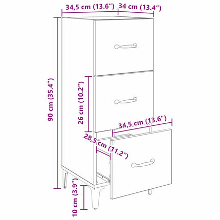 Sideboard Sort eg 34,5 x 34 x 90 cm Konstrueret træ