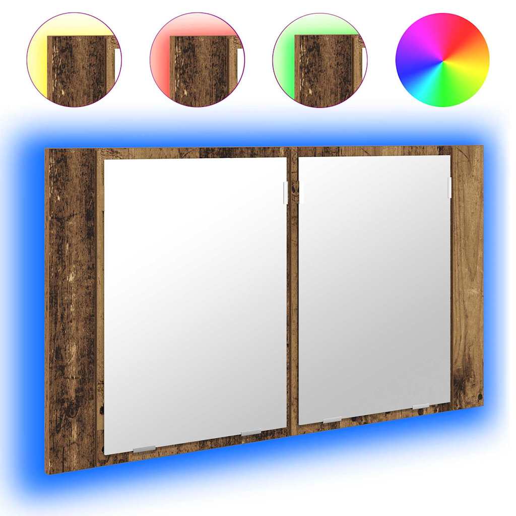 Badeværelsesspejlskab med hylde Gammelt træ 80 x 12 x 45 cm