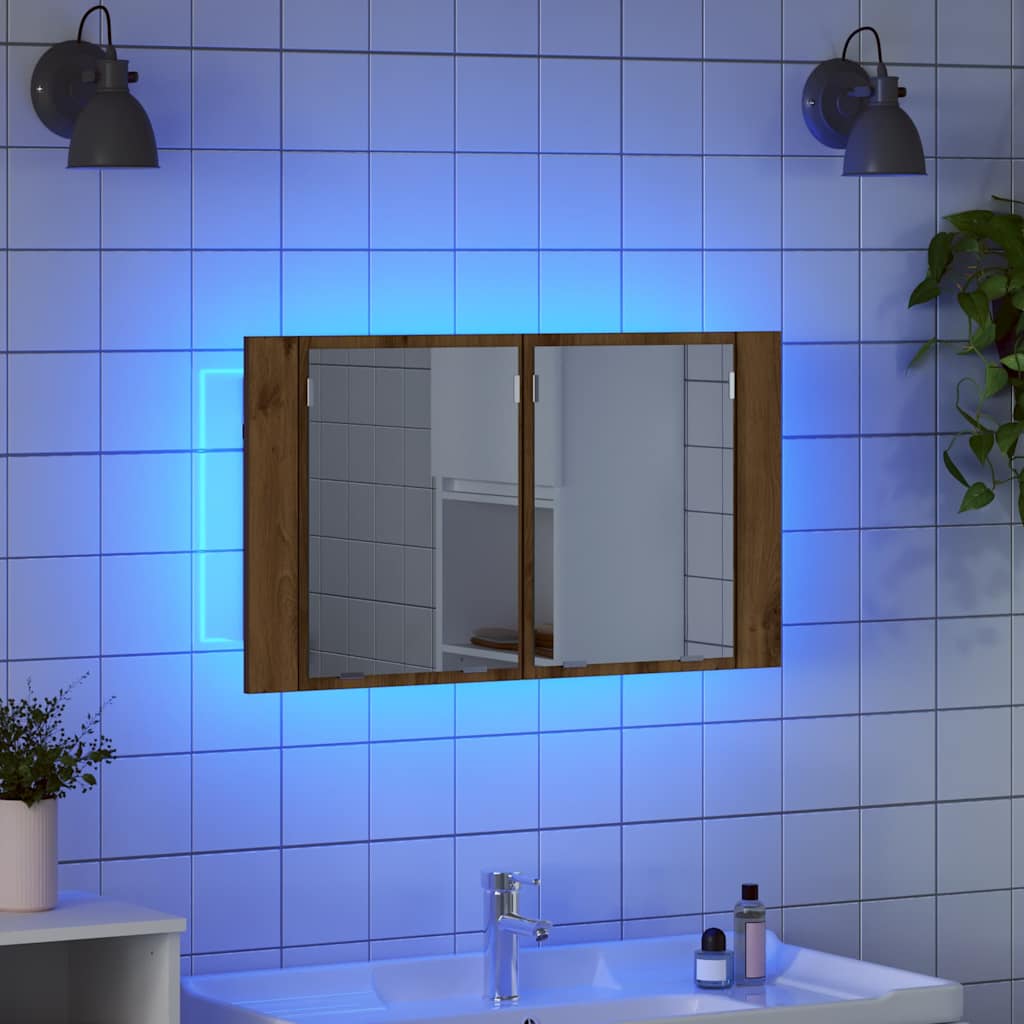 Badeværelsesspejlskab med hylde Artisan Egetræ 80 x 12 x 45 cm