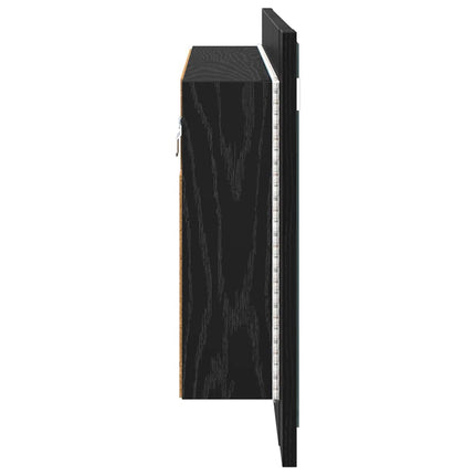 Badeværelsesspejlskab Sort eg 80 x 12 x 45 cm Konstrueret træ