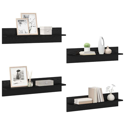 Væghylder 4 pcs Sort eg 80 x 11,5 x 18 cm Konstrueret træ