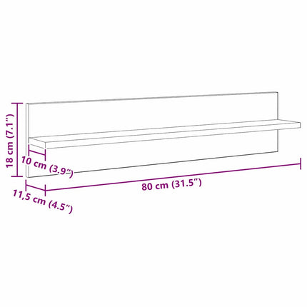 Væghylder 4 pcs Sort eg 80 x 11,5 x 18 cm Konstrueret træ