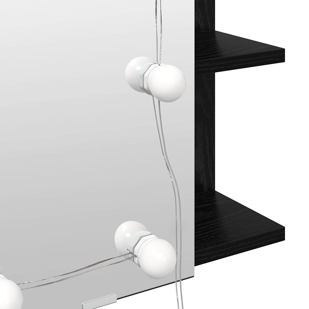 Spejlskab med hylde Sort eg 70 x 16,5 x 60 cm Konstrueret træ