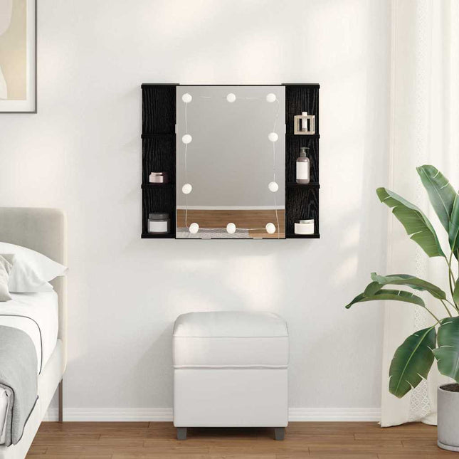 Spejlskab Sort eg 70 x 16,5 x 60 cm Konstrueret træ