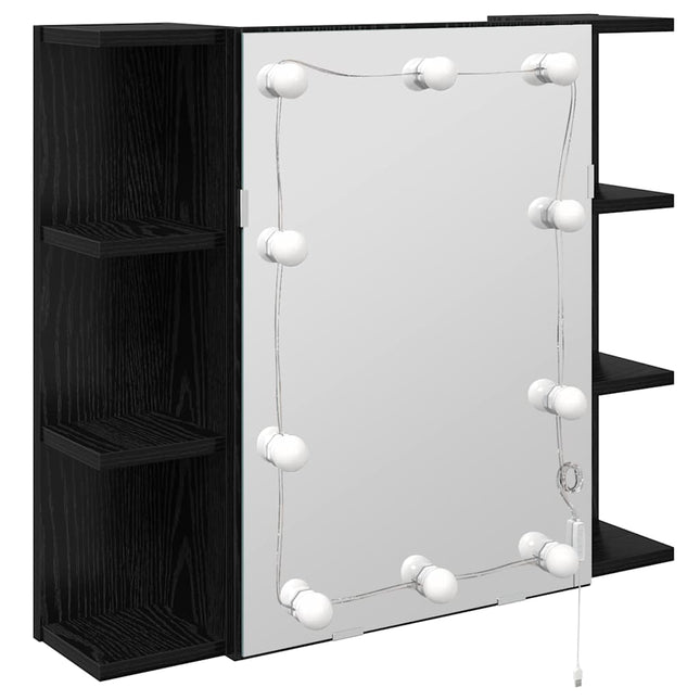 Spejlskab Sort eg 70 x 16,5 x 60 cm Konstrueret træ