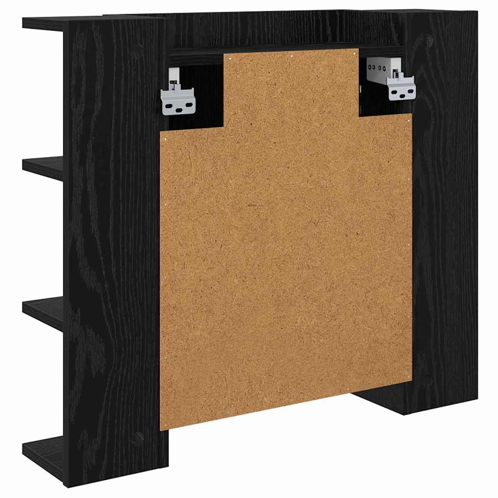Spejlskab med hylde Sort eg 70 x 16,5 x 60 cm Konstrueret træ
