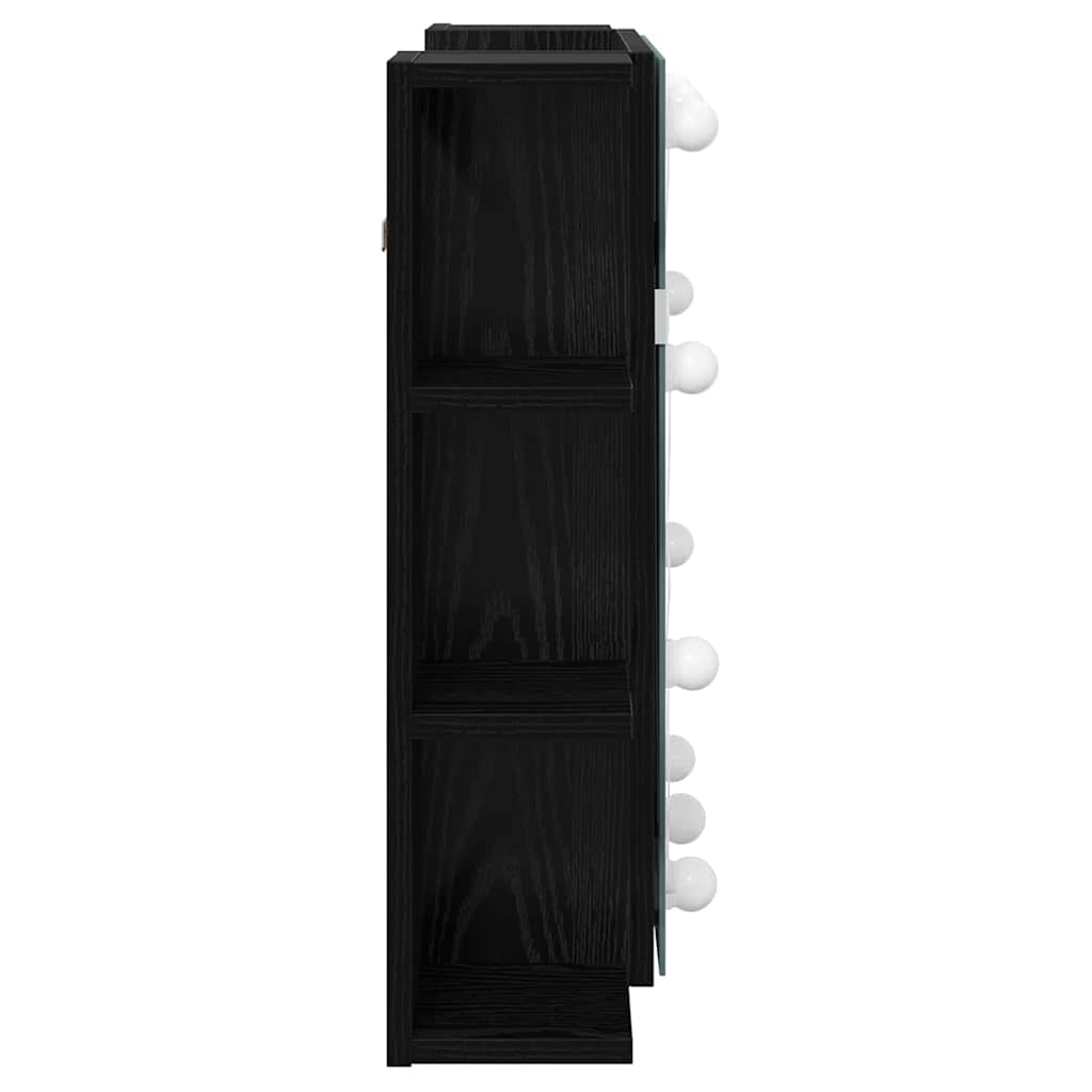 Spejlskab med hylde Sort eg 70 x 16,5 x 60 cm Konstrueret træ