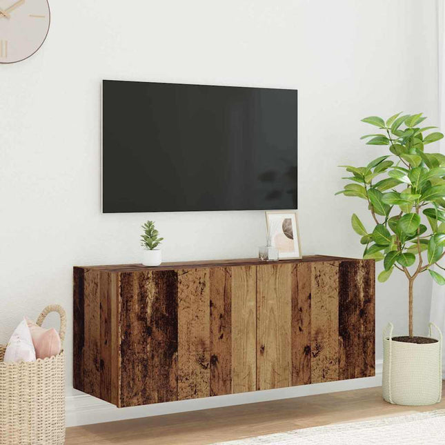 TV vægskab Gammelt træ Konstrueret træ