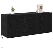 TV vægskab med LED Sort eg 100 x 35 x 41 cm Konstrueret træ