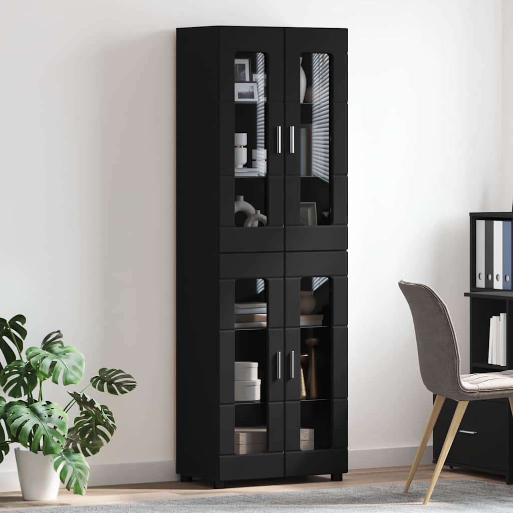 Highboard med dør FLORIN Sort 60 x 35 x 182 cm Konstrueret træ