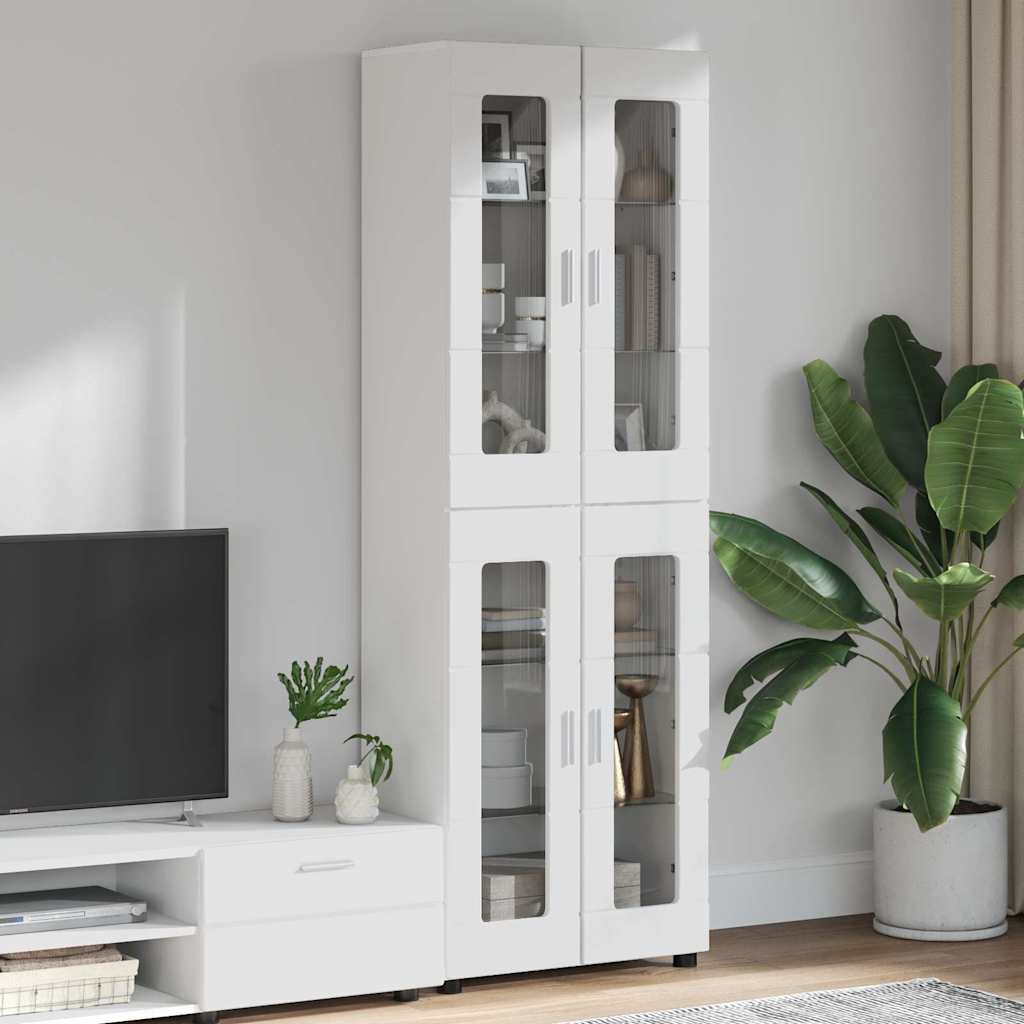Highboard med hylde FLORIN Høj gloss hvid 60 x 35 x 182 cm