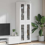 Highboard med hylde FLORIN Høj gloss hvid 60 x 35 x 182 cm