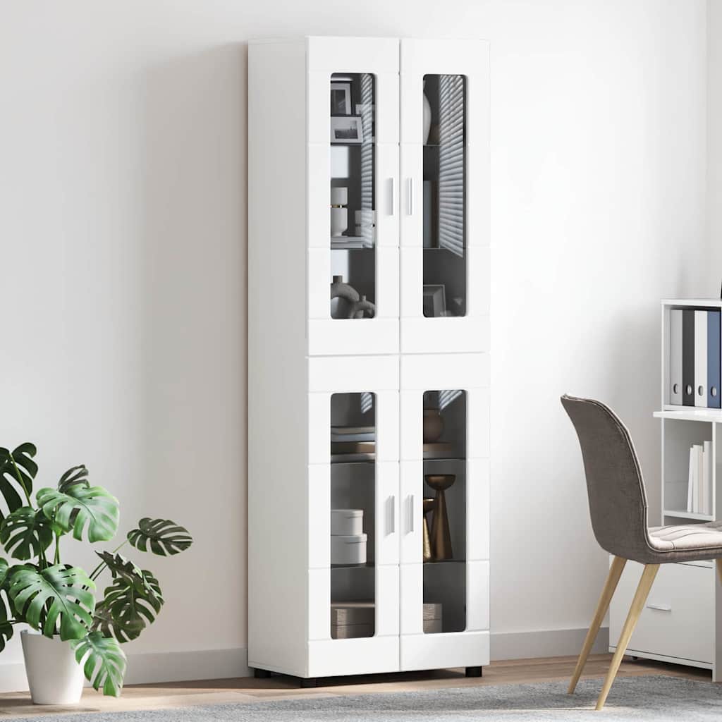 Highboard med hylde FLORIN Høj gloss hvid 60 x 35 x 182 cm