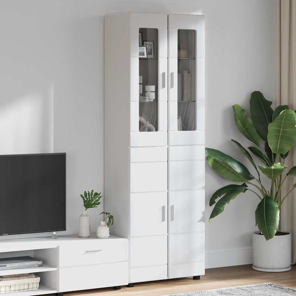 Highboard med hylde FLORIN Høj gloss hvid 60 x 35 x 182 cm
