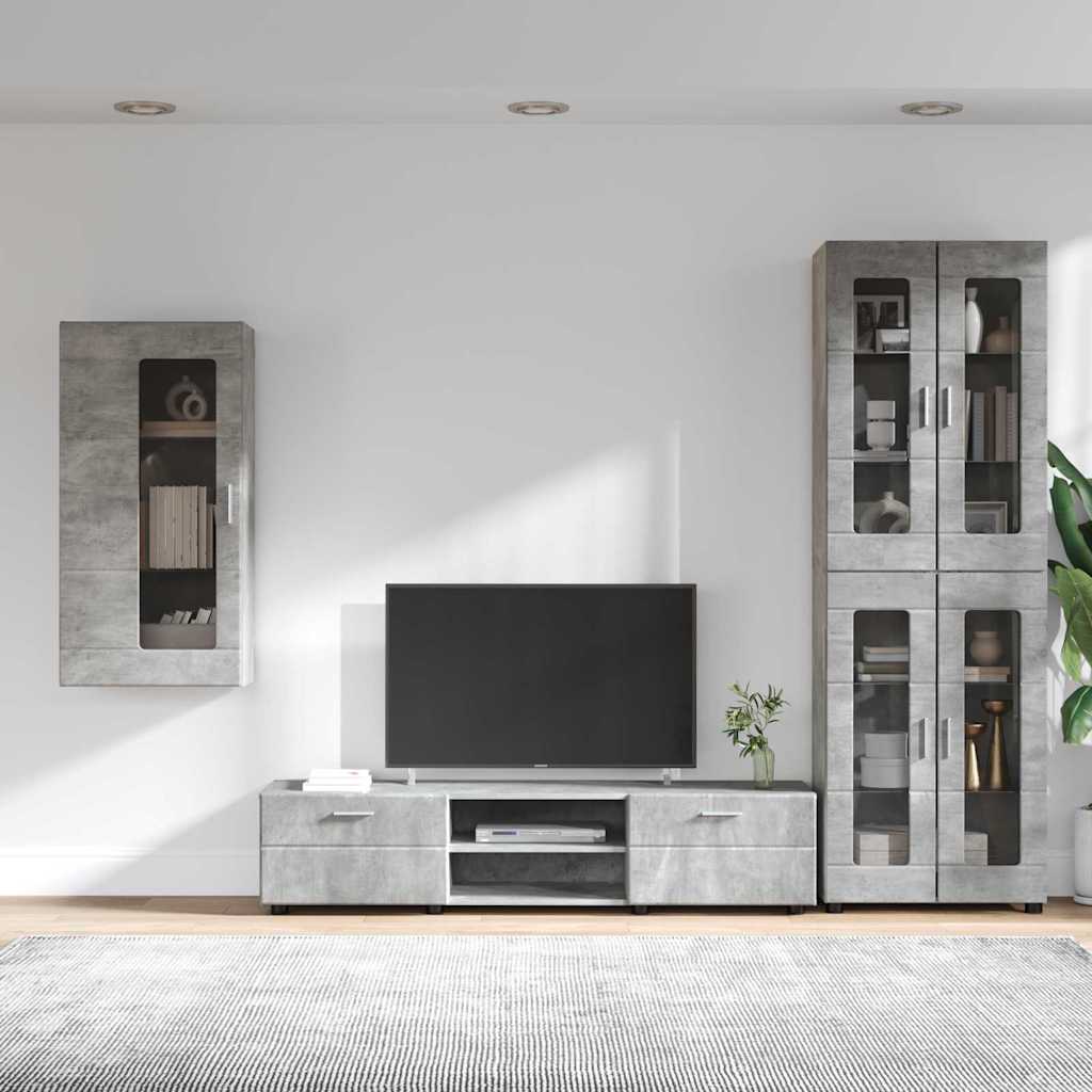 TV-møbelsæt med skuffe FLORIN 3 pcs Beton Grå Konstrueret træ