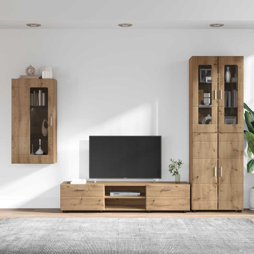TV-møbelsæt med dør FLORIN 3 pcs Artisan Egetræ Konstrueret træ