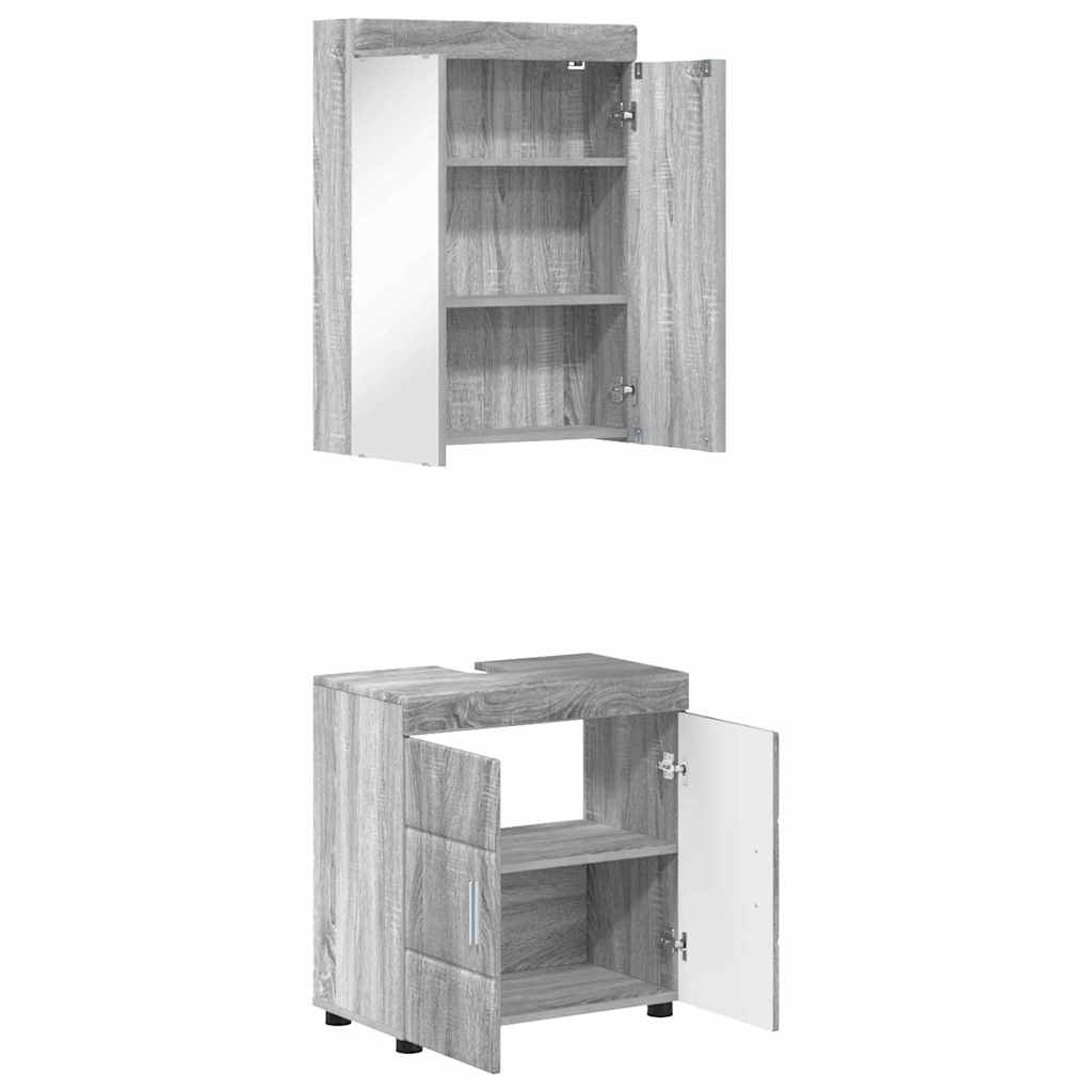 Badeværelsesmøbel sæt TULUM 2 pcs Grå Sonoma 60 x 34 x 63 cm