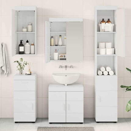 Badeværelsesmøbel sæt TULUM 5 pcs Høj gloss hvid