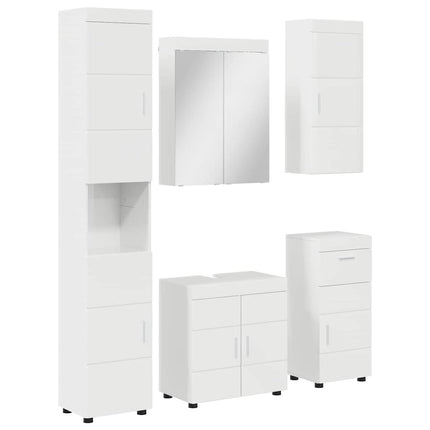 Badeværelsesmøbel sæt TULUM 5 pcs Høj gloss hvid