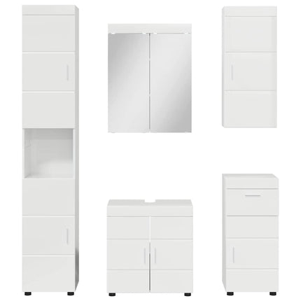 Badeværelsesmøbel sæt TULUM 5 pcs Høj gloss hvid