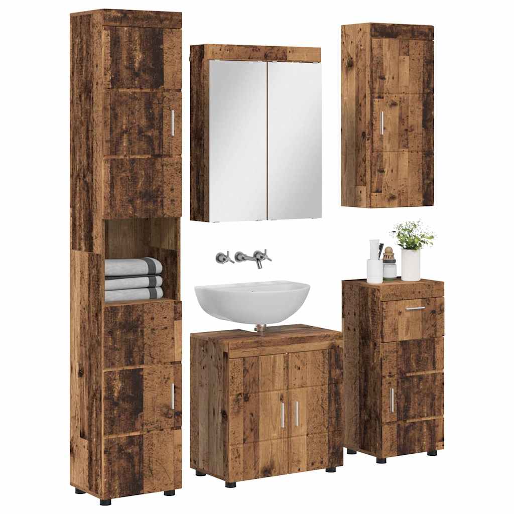 Badeværelsesmøbel sæt TULUM 5 pcs Gammelt træ 60 x 34 x 63 cm
