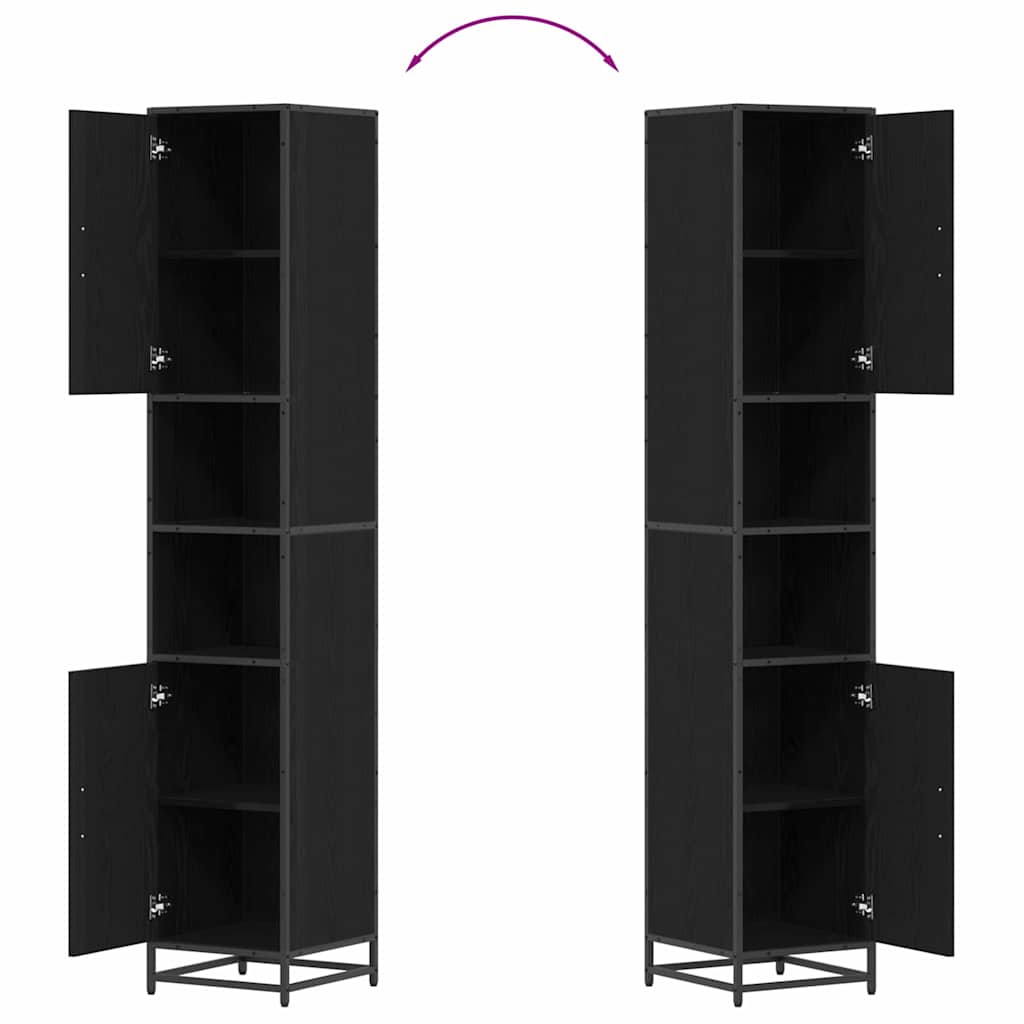 Badeværelsesmøbel sæt med hylde Sort eg 35 x 37,5 x 188,5 cm