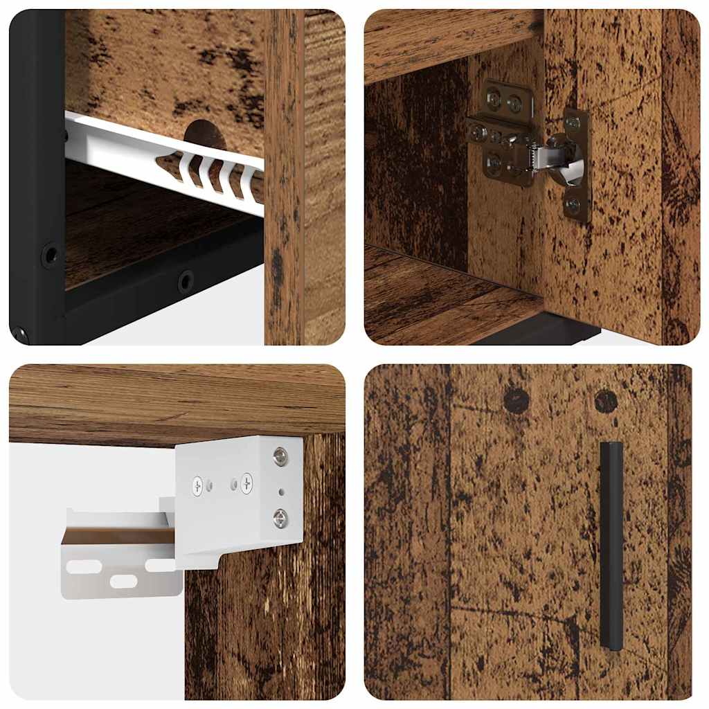 Badeværelsesmøbel sæt med dør 2 pcs Gammelt træ Konstrueret træ