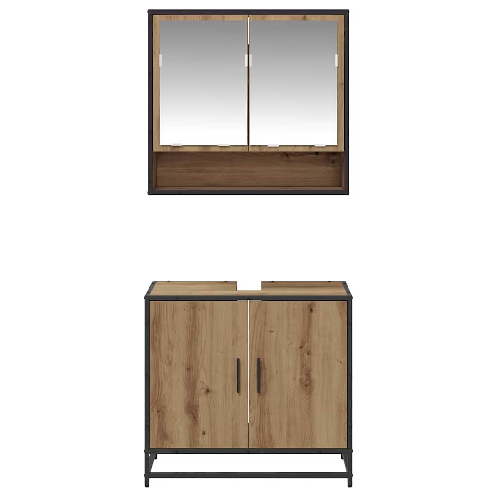 Badeværelsesmøbel sæt 2 pcs Artisan Egetræ Konstrueret træ