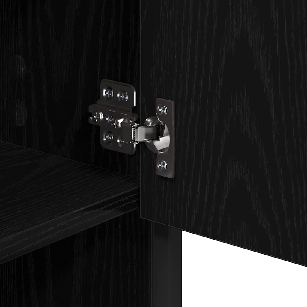 Badeværelsesmøbel sæt med hylde 2 pcs Sort eg Konstrueret træ