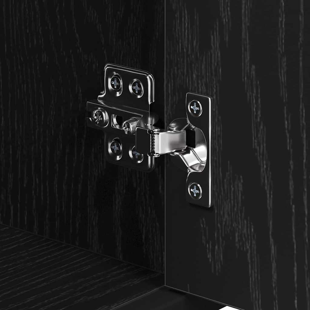 Badeværelsesmøbel sæt med hylde 3 pcs Sort eg Konstrueret træ