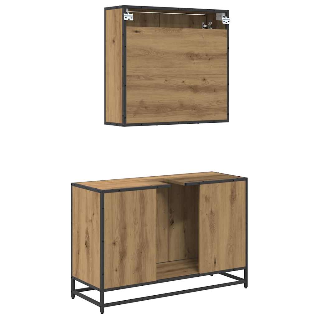 Badeværelsesmøbel sæt 2 pcs Artisan Egetræ Konstrueret træ