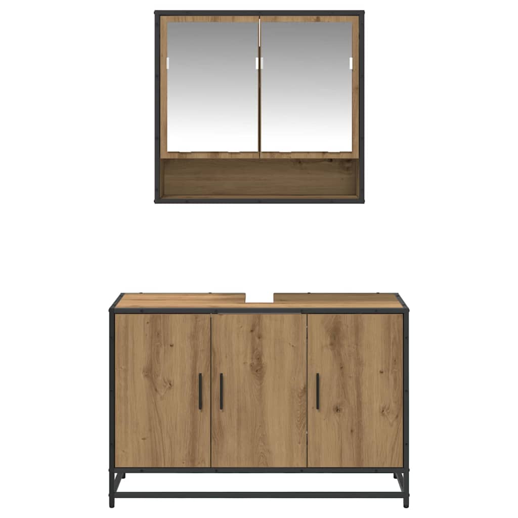 Badeværelsesmøbel sæt 2 pcs Artisan Egetræ Konstrueret træ